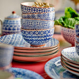 Bloomingville Karine Teller 4er Set 20 cm Steingut blau Muster