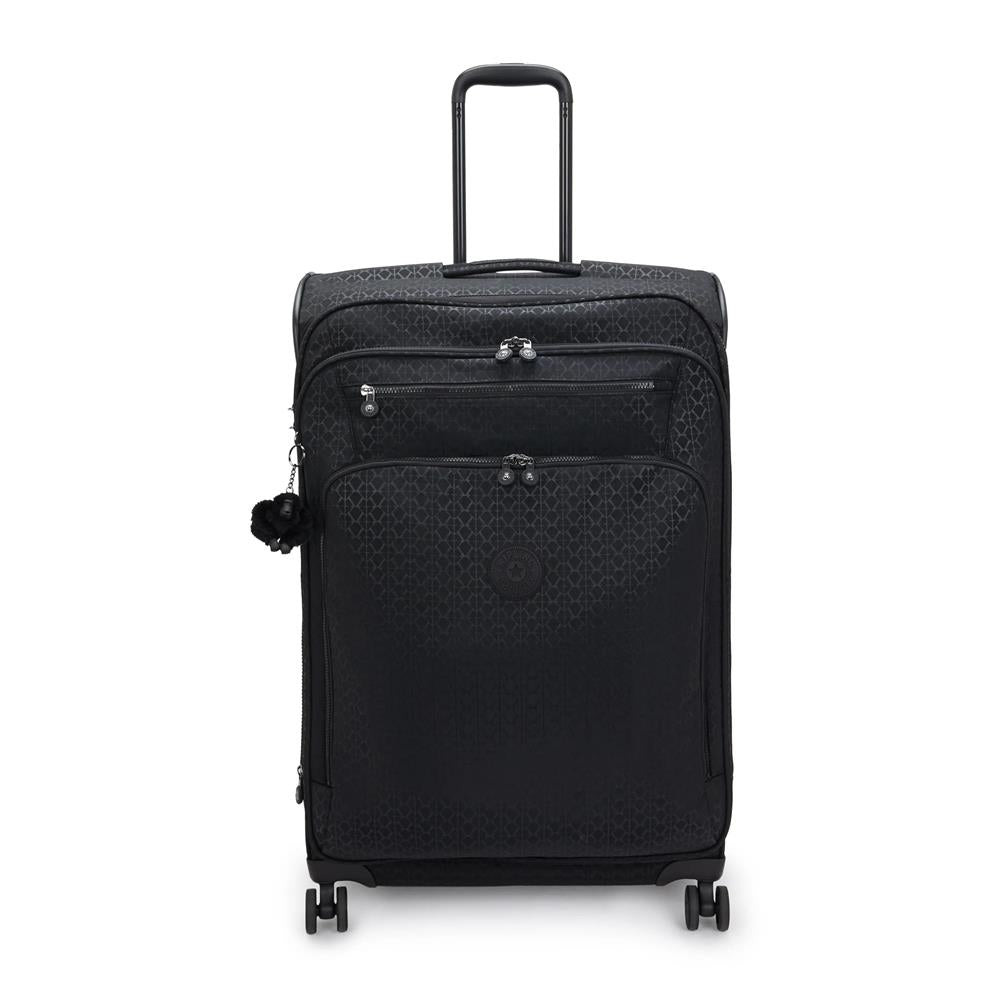 Kipling YOURI SPIN L, Reisekoffer, Signature Emb (schwarz), 100L Trolley Koffer groß Rollen