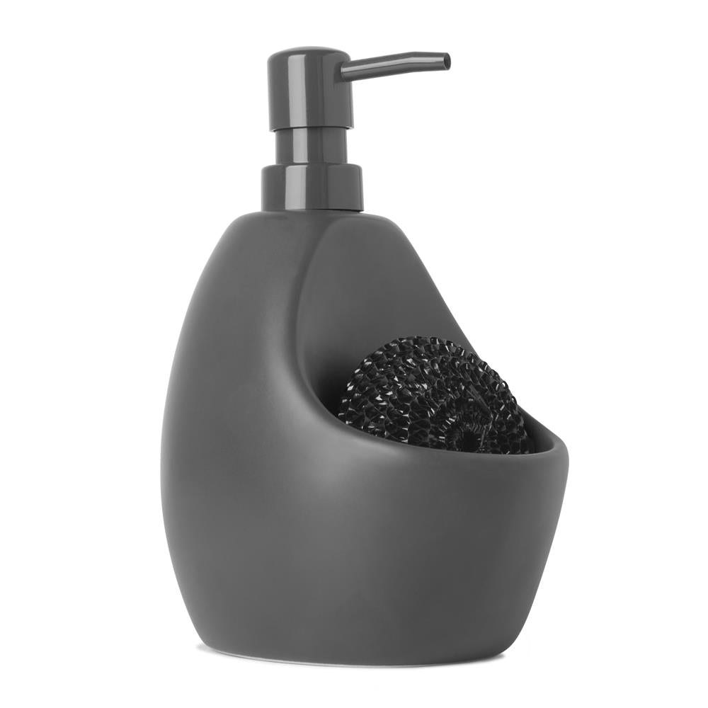 Umbra Joey Seifenspender 590 ml mit Schwammhalter aus Keramik Anthrazit