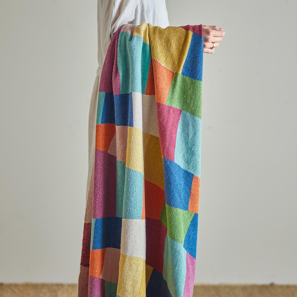 Bloomingville MINI Colorine Decke Bunt Baumwollmix 160x130cm Kinder