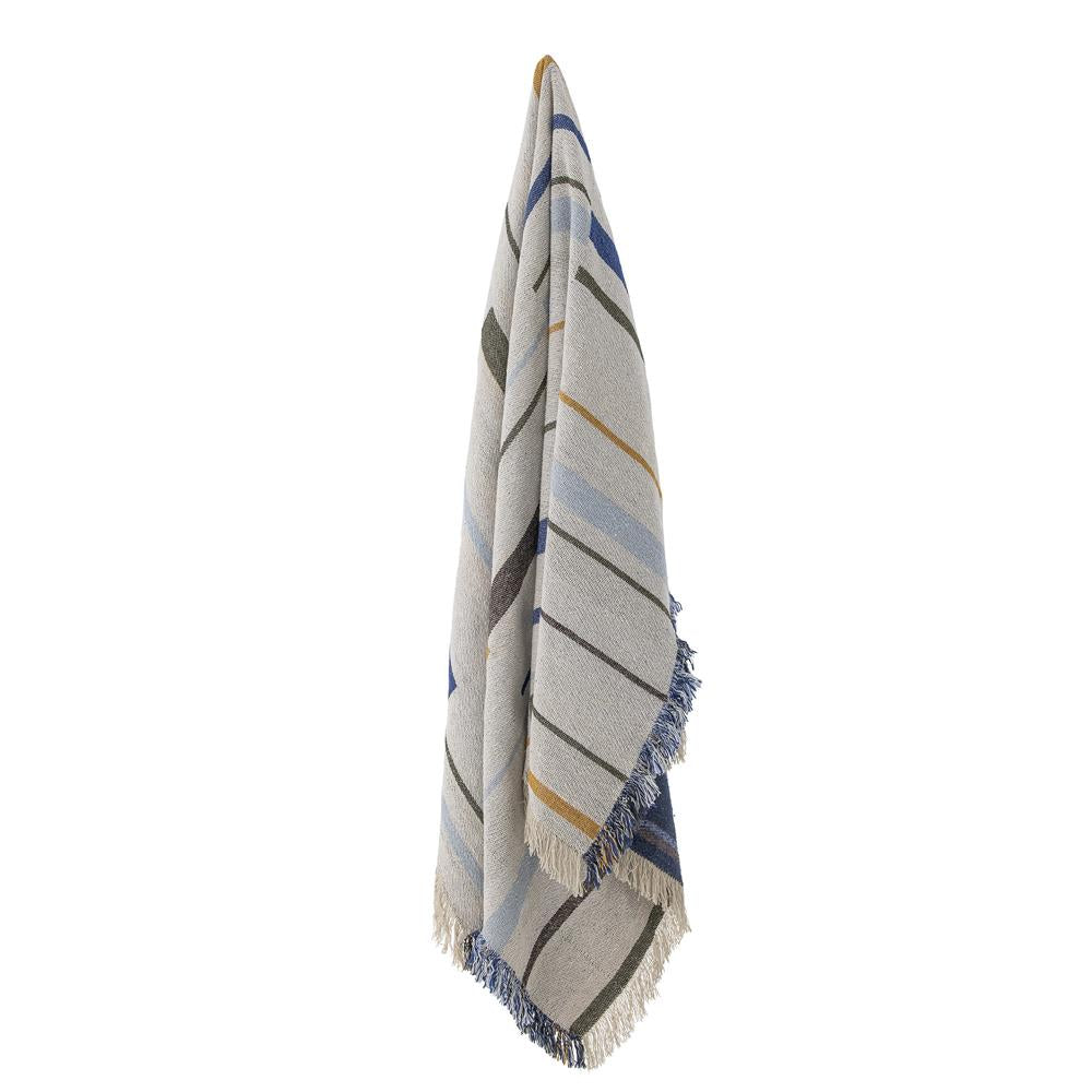 Bloomingville Toscana Decke Blau Recycelte Baumwolle L160xW130 cm – grafische Decke