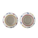 Bloomingville Lindsay Schale 4er Set D13 cm 613 ml bunt - Steingut Schalen mit Schrift & Motiv