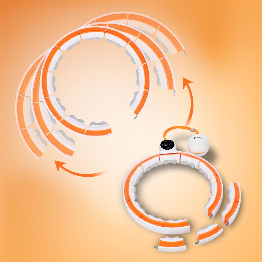 Hula Hoop Reifen mit LCD-Zähler, Magneten und Gewicht Weiß/Orange | HMS HHM21