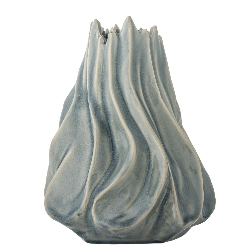 Bloomingville Dilara Vase blau - Steingut Vase skulptural für Wohnzimmer Tischdeko Deko