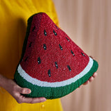 Bloomingville Senga Kissen Rot – Wassermelonen‑Deko-Kissen mit Perlen 30x30 cm