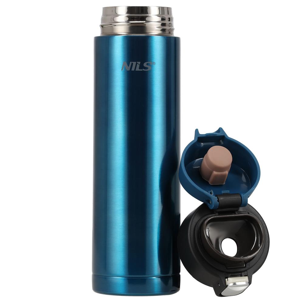 NILS Thermobecher 500 ml Edelstahl blau auslaufsicher für Camping Reisen Alltag