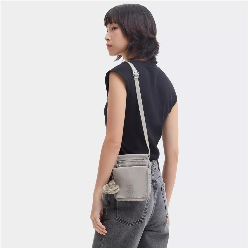 Kipling NEW ELDORADO, kleine Umhängetasche, Grey Gris (grau), kompakte Crossbody Tasche