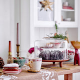 Bloomingville Jolly Schale 2er Set – Steingut Schüsseln mit roten Herzen, Ø14 cm, dänisches Design