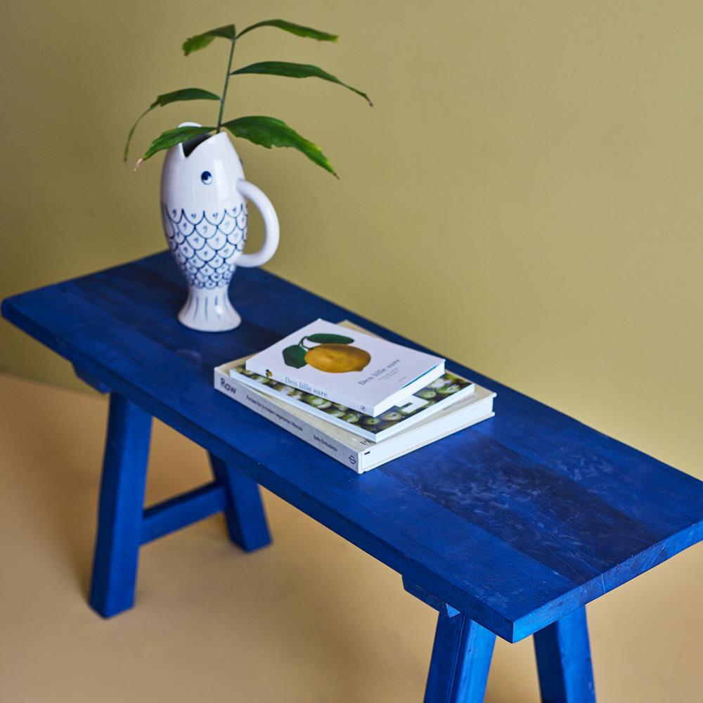 Bloomingville Porir Bank blau - Holzbank Sitzbank modern mit massivem Design für Flur & Wohnzimmer