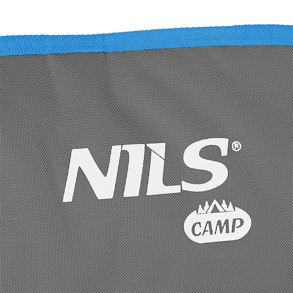 NILS CAMP Campingstuhl Grau-Blau - gepolsterter Klappstuhl mit Armlehnen für Camping, Garten & Angeln