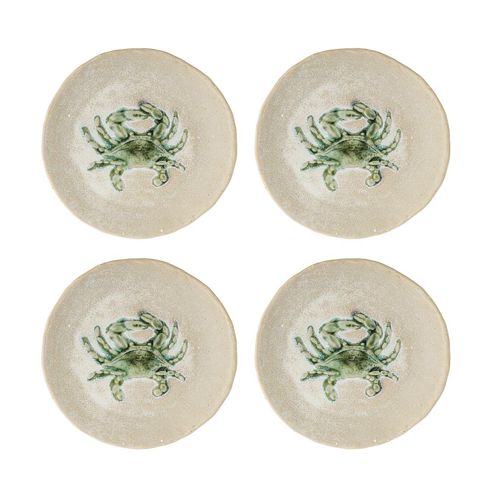 Bloomingville Hadden Teller 4er Set 13 cm Steingut grün Krebs