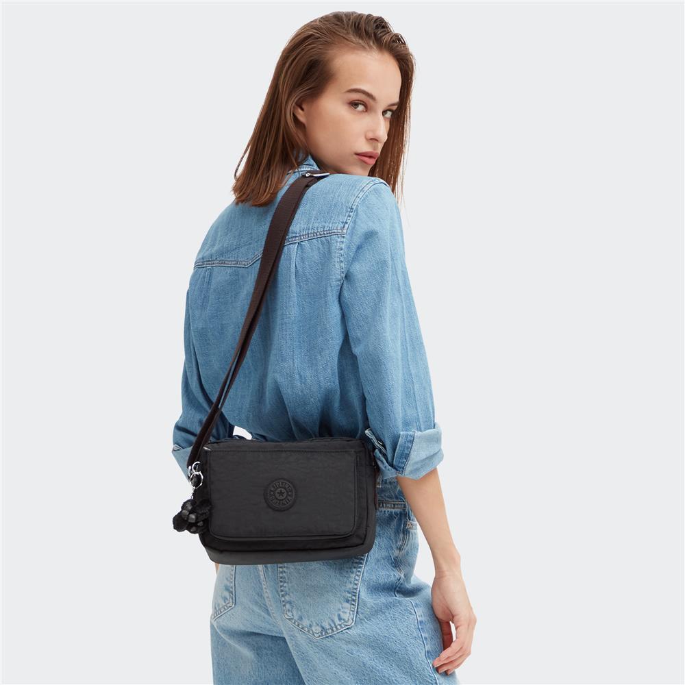 Kipling ABANU M, Mittelgroße Umhängetasche, Black Noir (schwarz), 4L, Schultertasche