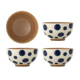 Bloomingville Miri Schale 4er Set bunt - Steingut Schalen mit Tupfenmuster für Küche & Tischdeko