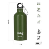 NILS CAMP Trinkflasche Edelstahl 550 ml grün isoliert für Outdoor Camping Reisen