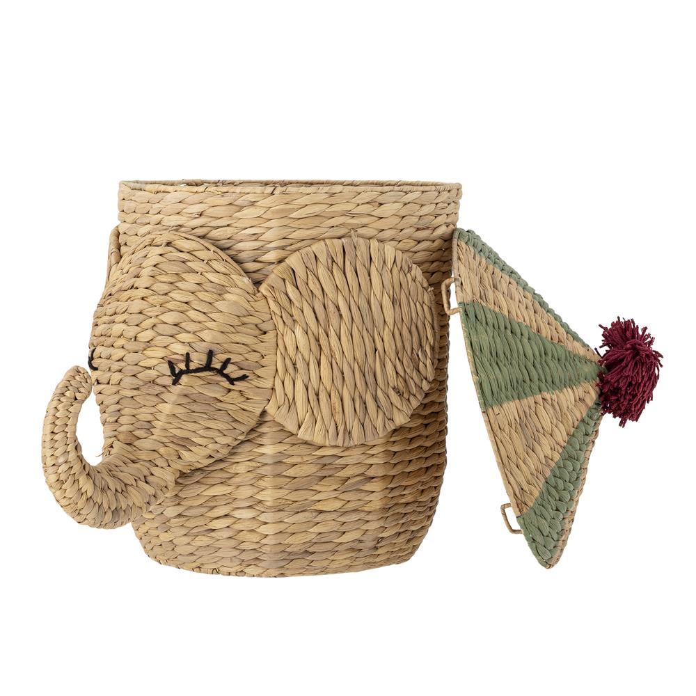 Bloomingville MINI Bobo Korb mit Deckel Natur Wasserhyazinthe 35cm