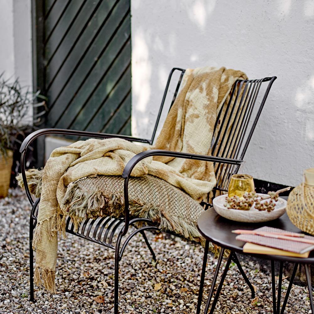 Bloomingville Thelma Decke gelb 150x125 cm aus Baumwolle – Wohndecke Kuscheldecke