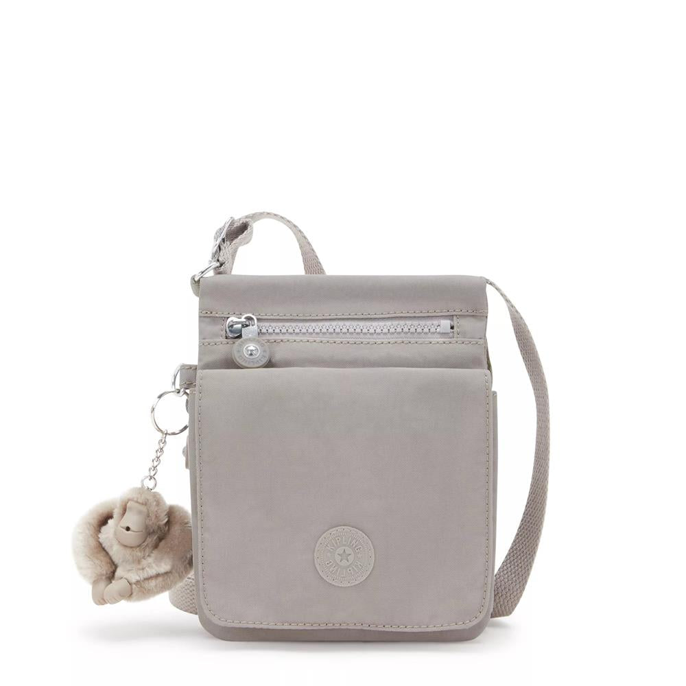 Kipling NEW ELDORADO, kleine Umhängetasche, Grey Gris (grau), kompakte Crossbody Tasche