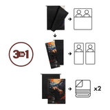 NILS CAMP Doppelschlafsack 3-in-1 mit Bär-Motiv für Camping Reisen Outdoor warm