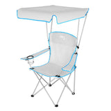 NILS CAMP Campingstuhl mit Sonnendach Grau - faltbarer Klappstuhl für Camping, Strand & Garten