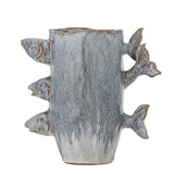 Bloomingville Tace Vase blau Steingut Fisch Design Deko Vase Wohnzimmer Tischdeko