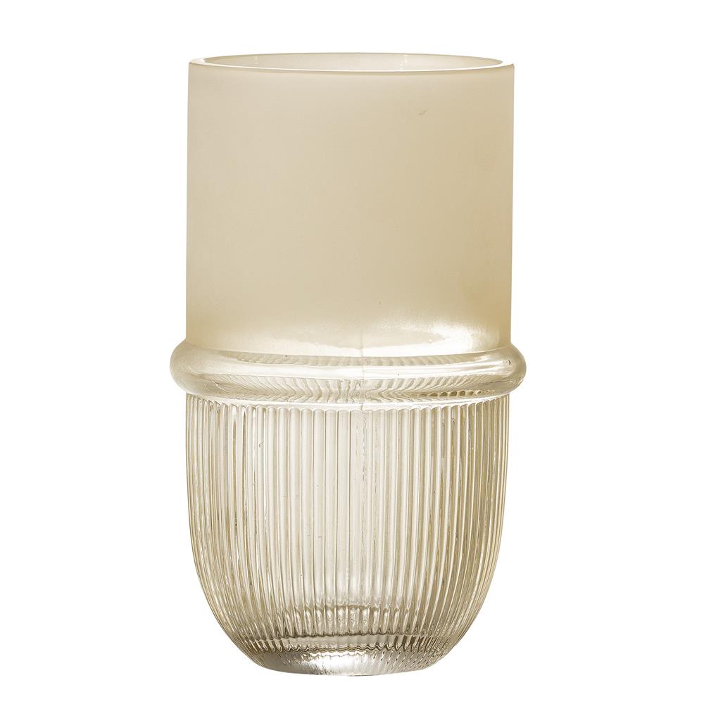Bloomingville Belise Vase Glas Beige 11 x 18,5 cm Dekovase Blumenvase Dänisches Design