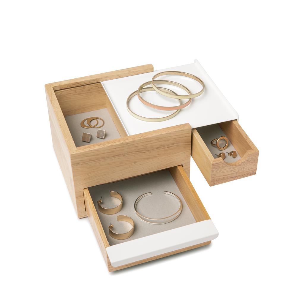 Umbra Stowit Mini Design Schmuckkasten moderne Schmuck Box mit Geheimfächern für Ringe Armbänder Uhren Halsketten Ohrringe und Accessoires