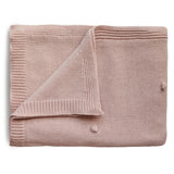 Mushie Gestrickte Babydecke Punkte, Blush, aus 100% Bio-Baumwolle