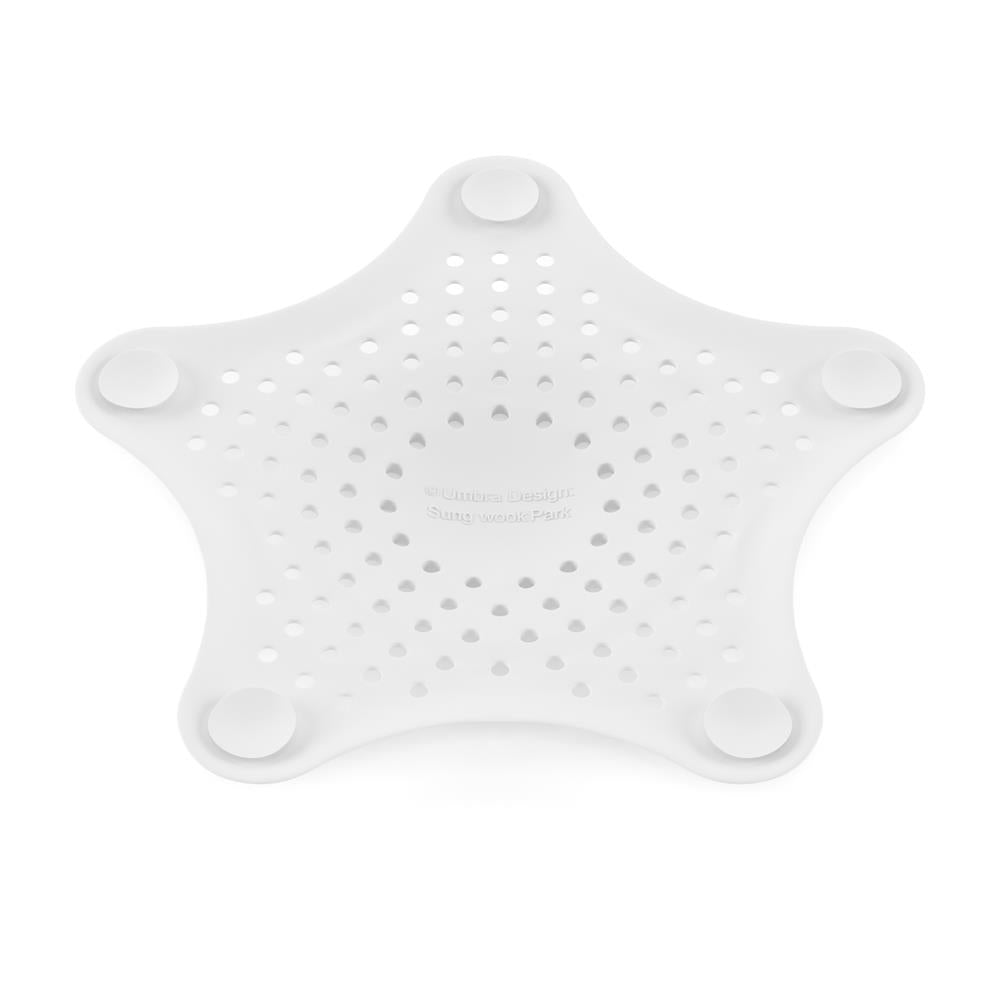 Umbra Starfish Abfluss Haarfänger mit Saugnäpfen, Silikon Abflusssieb, in Weiß