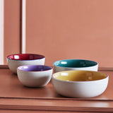 Bloomingville Vista Schale Set 4 bunt - Steingut Schalen mit reaktiver Glasur für Küche & Tischdeko