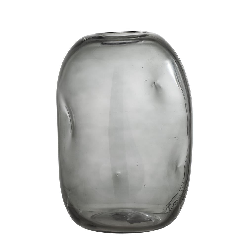 Bloomingville Vinda Vase Grau Glas 26cm elegante Blumenvase Dekoration dänisches Design