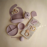 Mushie Silikon-Kinderschüssel, Soft Lilac, Schüssel mit Rutschfestem Saugnapf