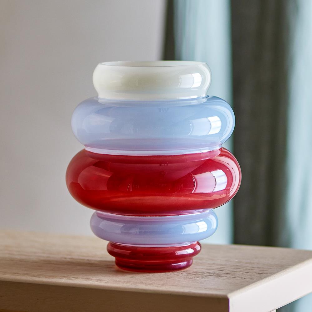 Bloomingville Annhelene Vase bunt - Glas Vase modern Color Block für Wohnzimmer & Deko