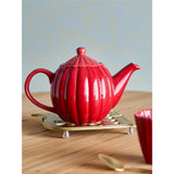 Bloomingville Latina Teekanne, Rot, 1 Liter, Steingut, dänisches Design
