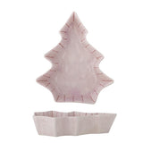 Bloomingville Shirly Servierplatte Rosa Steingut Weihnachtsbaum Servierplatte