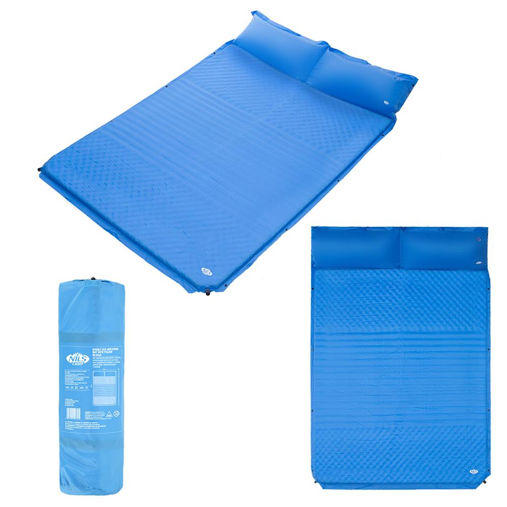 NILS CAMP selbstaufblasende Campingmatte 2 Personen 190 cm blau Isomatte Outdoor