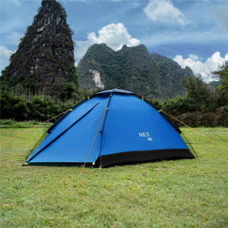 NILS CAMP Nightfall Zelt für 2 Personen in Blau - leichtes Campingzelt für Trekking, Berge & Outdoor