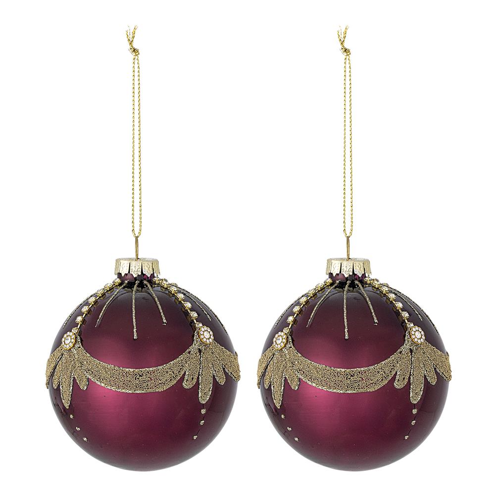 Bloomingville Suman Weihnachtskugeln Rot Glas 2er Set Christbaumschmuck
