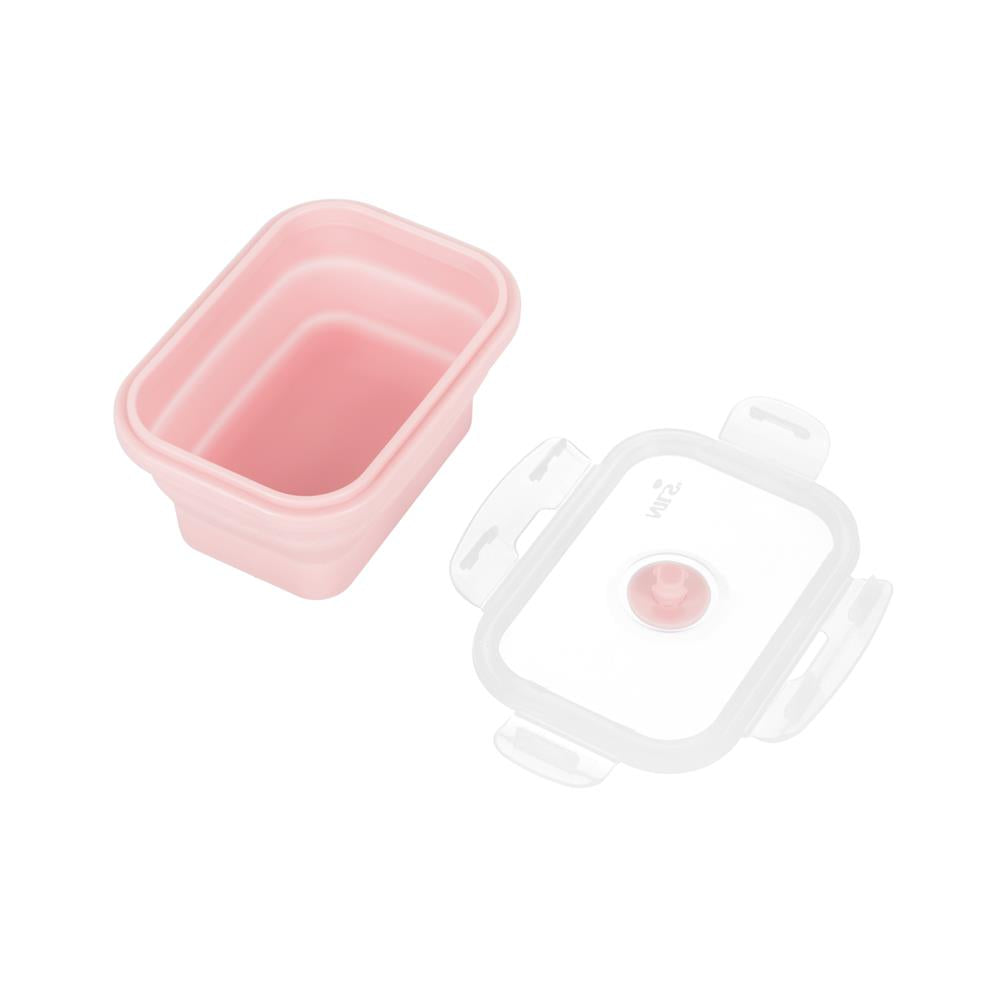 NILS CAMP faltbare Lunchbox 355 ml Silikon rosa für Camping Reisen Arbeit kompakt