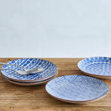 Bloomingville Karine Teller 4er Set 20 cm Steingut blau Muster