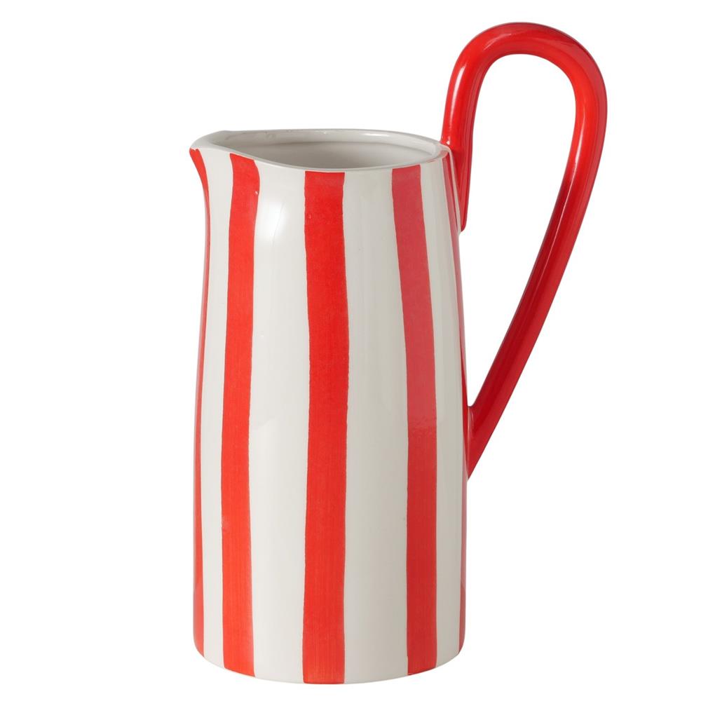 BOLTZE Vase Londi Porzellan rot weiß rund gestreift 22 cm modern