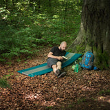 NILS CAMP selbstaufblasende Campingmatte 195 cm türkis-grau Isomatte Outdoor Schlafmatte
