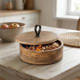 BOLTZE Dose Kabir Vorratsdose rund Holz Metall 19 cm mit Deckel