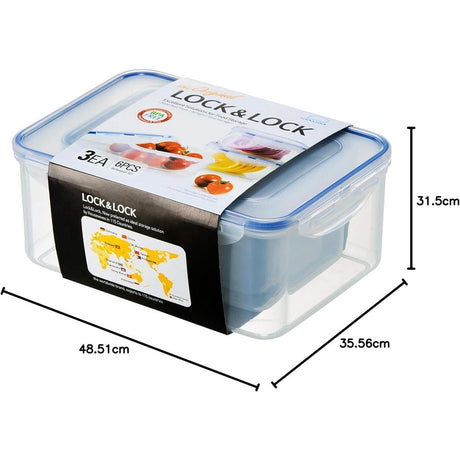 LocknLock 3er Frischhaltedosen-Set 2,3L, 1,1Lm, 470ml, Luftdicht, Wasserdicht, BPA-frei, Gefiergeeignet