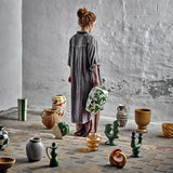Bloomingville Floki Vase Steingut grün 31 cm dekorativ