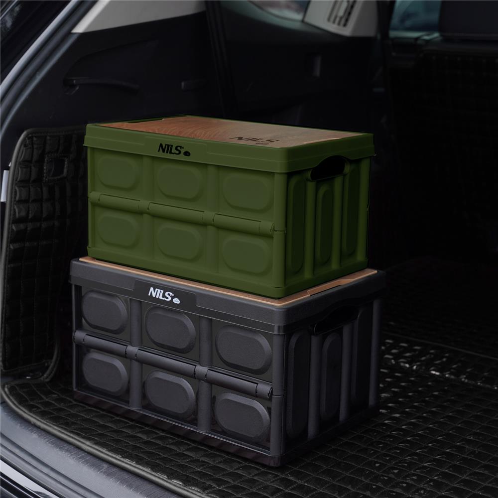 NILS CAMP faltbare Campingbox mit Tischfunktion 9L in Grün - ultrakompakte Reisebox