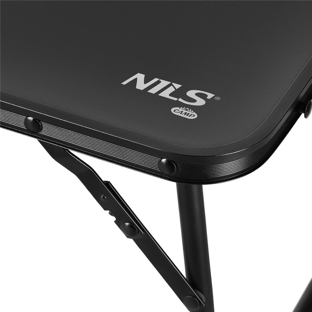 NILS CAMP Klapptisch kompakt faltbar in schwarz für Camping Outdoor Picknick leicht