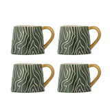 Bloomingville Woodsby Tassen 4er Set 280 ml Steingut bunt Muster
