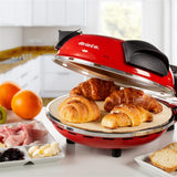 Ariete 4-Minuten-Pizzaofen, Rot, Pizzamaker mit Pizzastein 32 cm, 400°C, 1200W