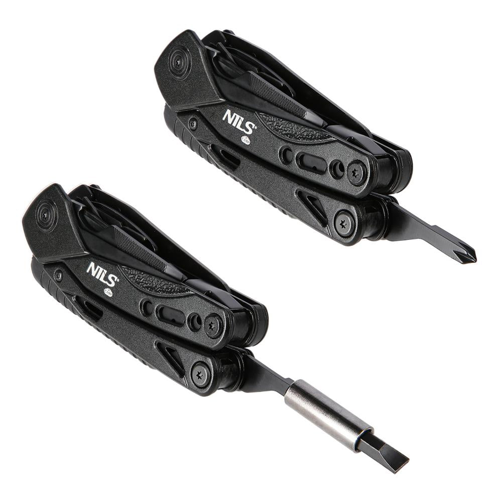 NILS CAMP Multitool 12 Funktionen mit Bits für Camping Outdoor Alltag