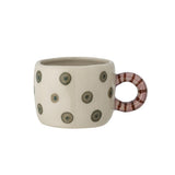 Bloomingville Nini Tasse Grün Steingut D6,5xH5 cm – grüne handbemalte Tasse